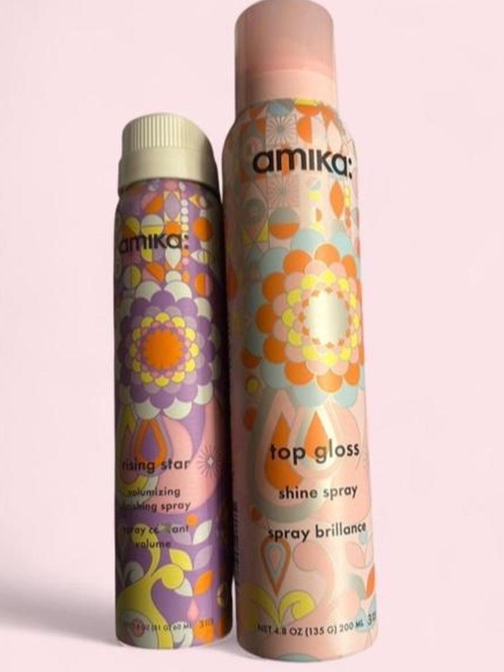 New amika rising star volumizing finishing spray & top gloss shine spray duo.